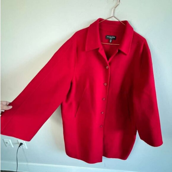 Bloomingdales Now Women Wool Coat Classic Button Up Elegance Red Size 20w - Picture 2 of 11